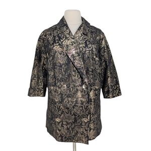 19994 Torrid Floral Jacquard Double Breasted Blazer Black Gold size 18/20 boho